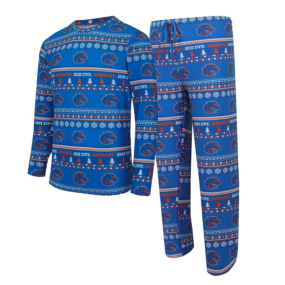 Ensemble de nuit avec t-shirt et pantalon pivotants à manches longues Concepts Sport Royal Boise State Broncos pour hommes