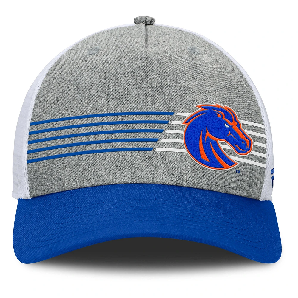 Men's Fanatics Heather Gray/Royal Boise State Broncos Profile Trucker Adjustable Hat