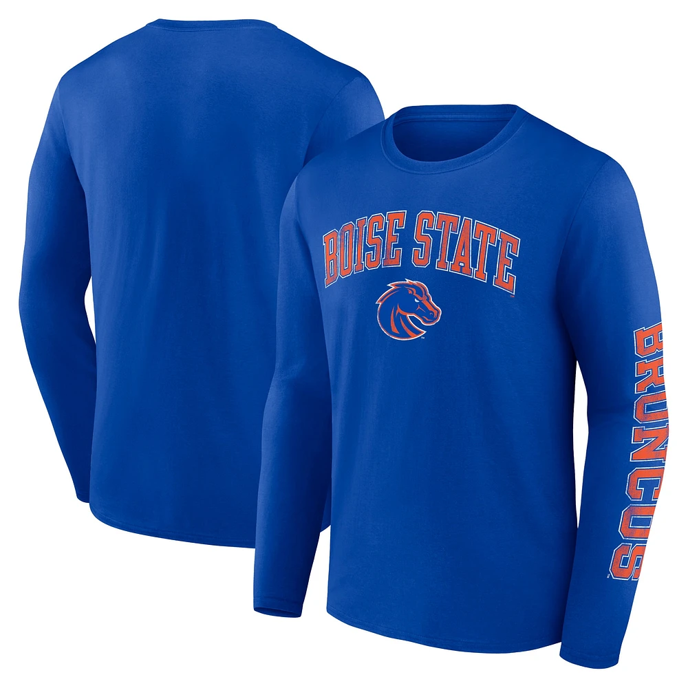 Men's Fanatics Royal Boise State Broncos Distressed Arch Over Logo Long Sleeve T-Shirt