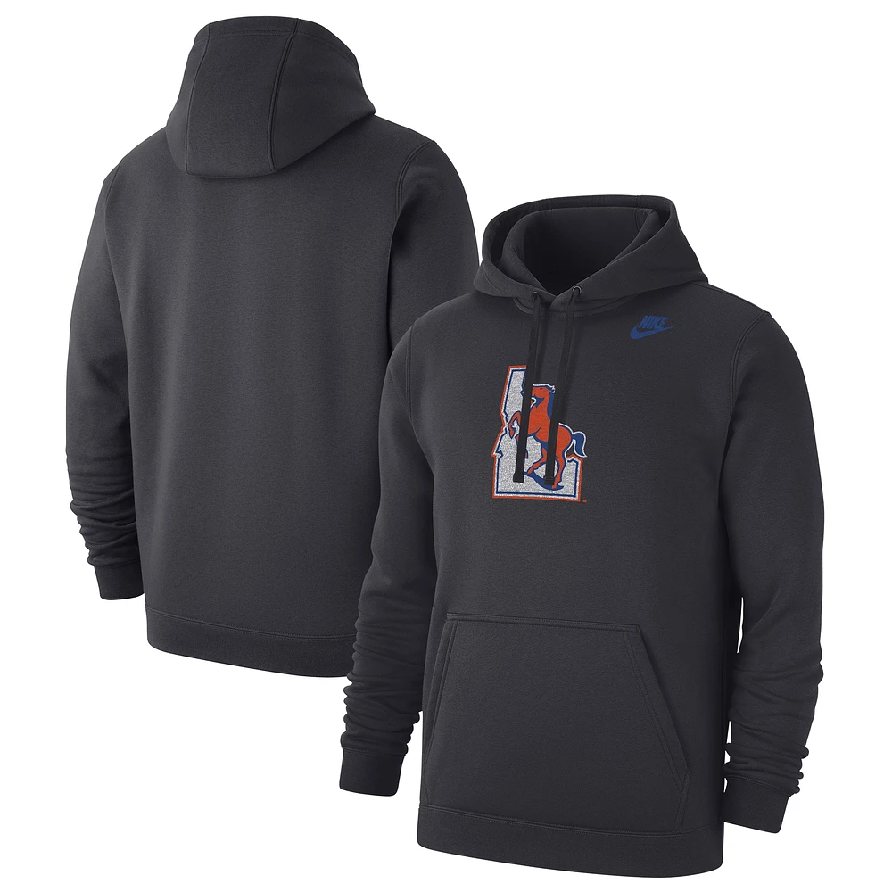 Men's Nike Anthracite Boise State Broncos Vault Club Fleece Pullover Hoodie