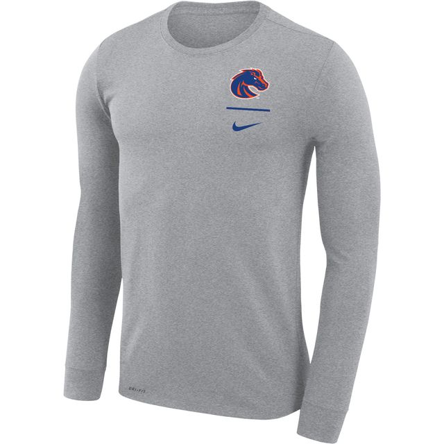 T-shirt à manches longues Nike Gris Boise State Broncos Logo Stack Legend Performance pour Homme