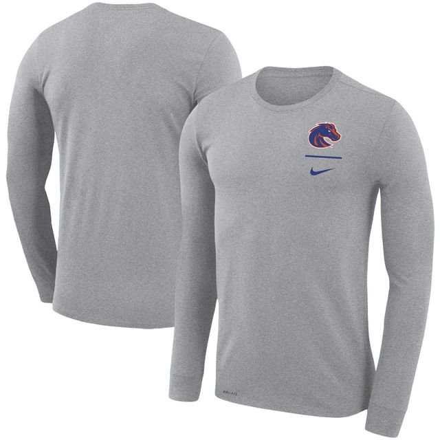 T-shirt à manches longues Nike Gris Boise State Broncos Logo Stack Legend Performance pour Homme