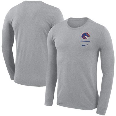 Men's Nike Gray Boise State Broncos Logo Stack Legend Performance Long Sleeve T-Shirt