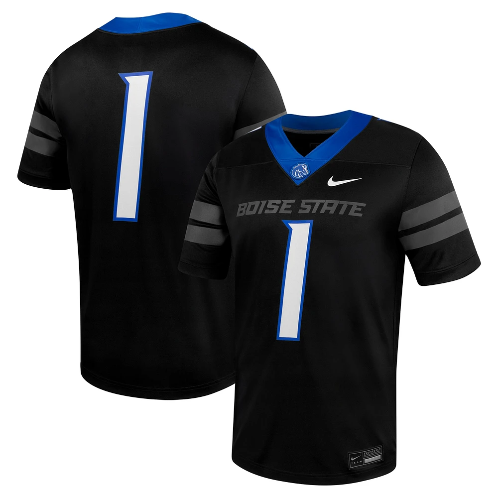 Maillot de football intouchable Nike #1 Boise State Broncos pour homme, noir