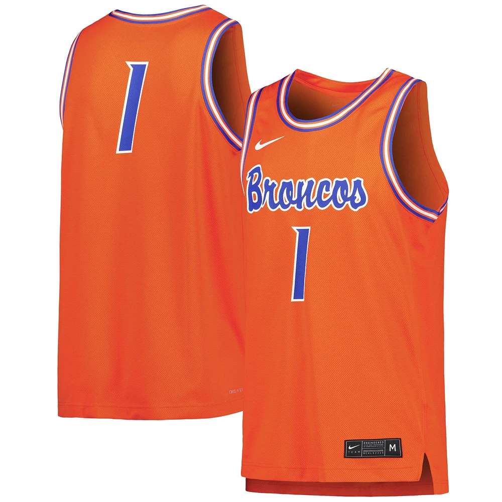 Maillot de basket-ball réplique Nike #1 Orange Boise State Broncos pour homme