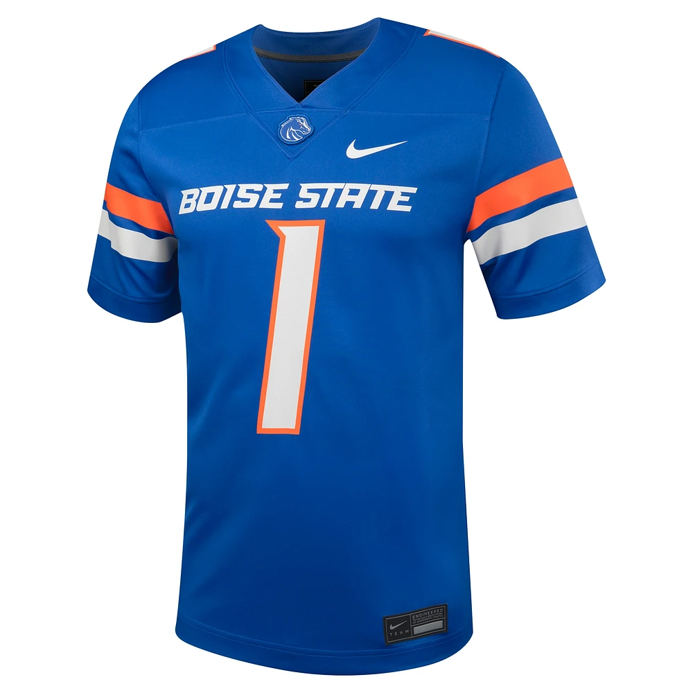 Maillot de football intouchable Nike #1 Royal Boise State Broncos pour homme