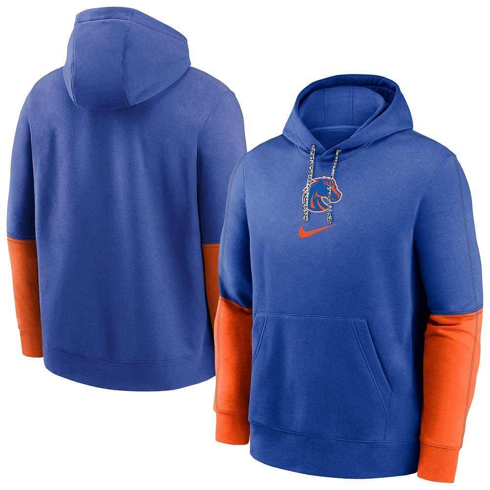 Men's Nike Royal Boise State Broncos 2024 Sideline Club Fleece Pullover Hoodie