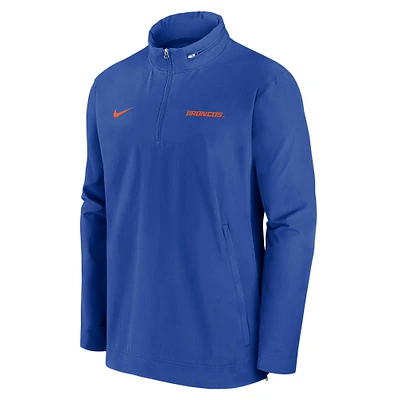 Men's Nike Royal Boise State Broncos 2024 Sideline Coach Quarter-Zip Hoodie Jacket