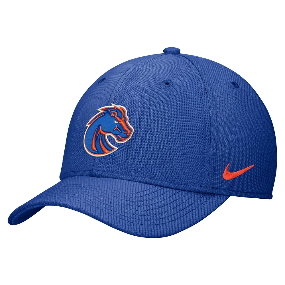 Casquette Nike Royal Boise State Broncos 2024 Sideline Rise Swoosh Flex pour homme