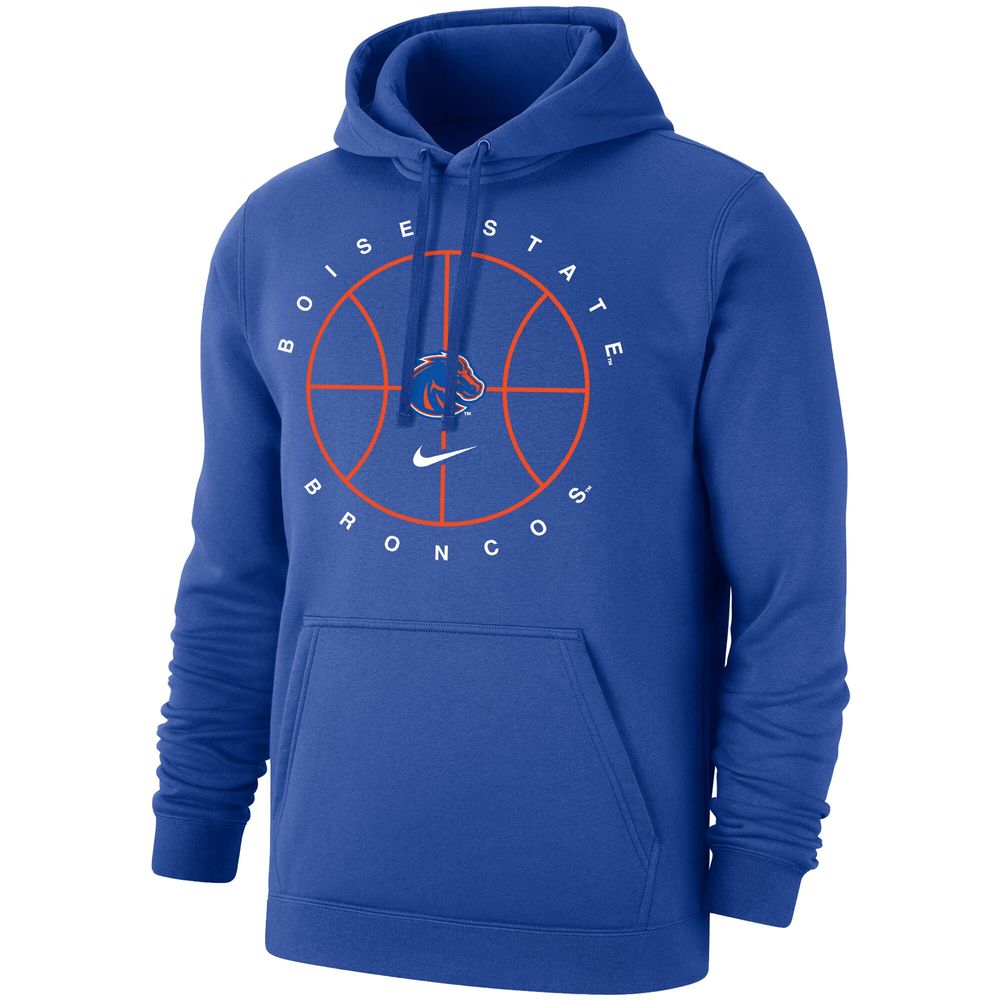 Men's Nike Royal Boise State Broncos Basketball Icon Club Fleece Pullover Hoodie