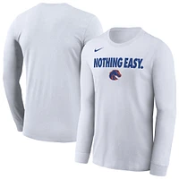 Men's Nike White Boise State Broncos 2025 On-Court Bench Long Sleeve T-Shirt