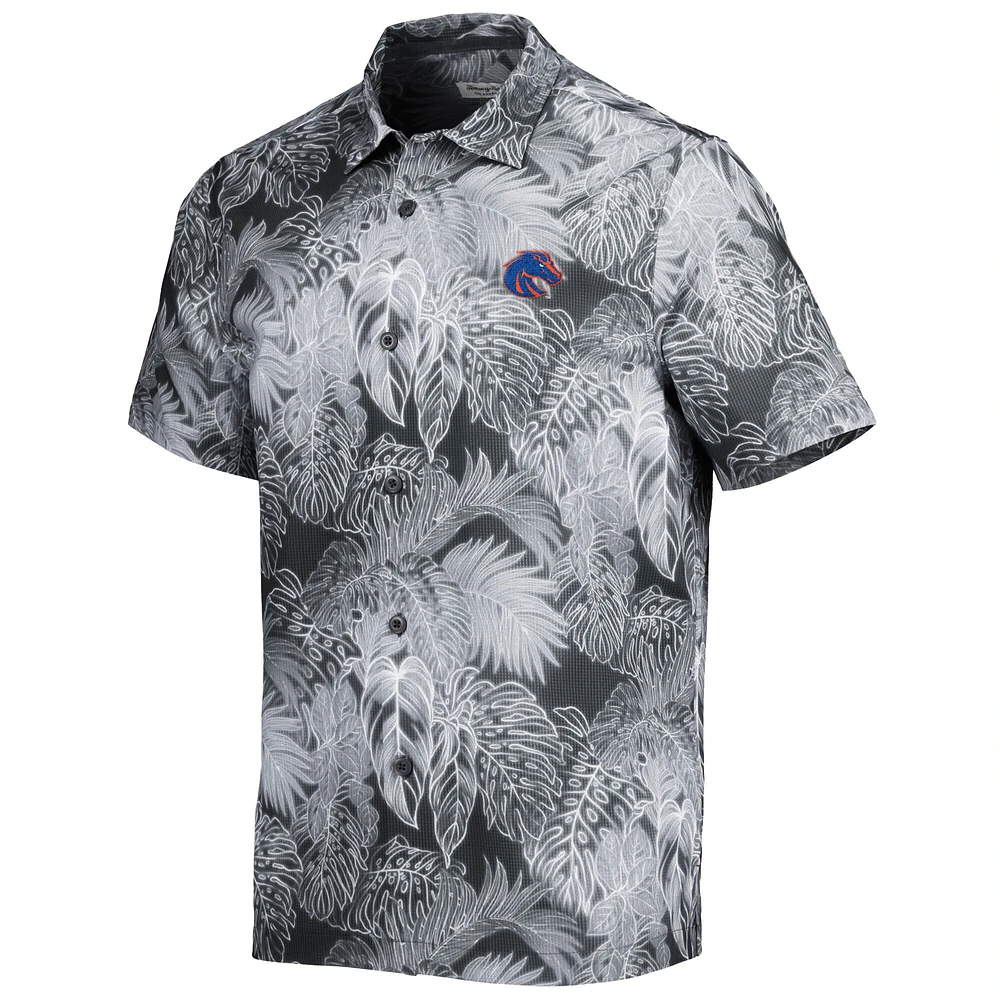 Men's Tommy Bahama Black Boise State Broncos Coast Luminescent Frond Camp IslandZone Button-Up Shirt