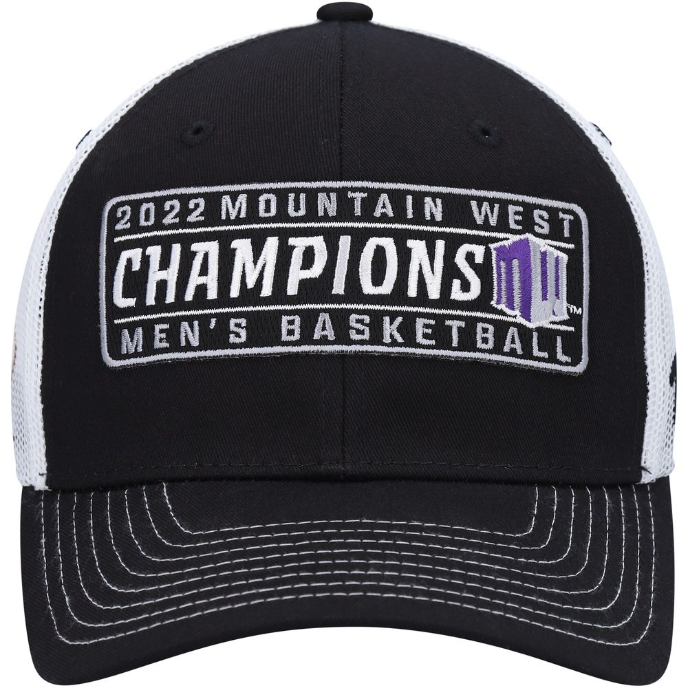 Men's Zephyr Black/White Boise State Broncos 2022 Mountain West Men's Basketball Conference Tournament Champions Locker Room Adjustable Hat