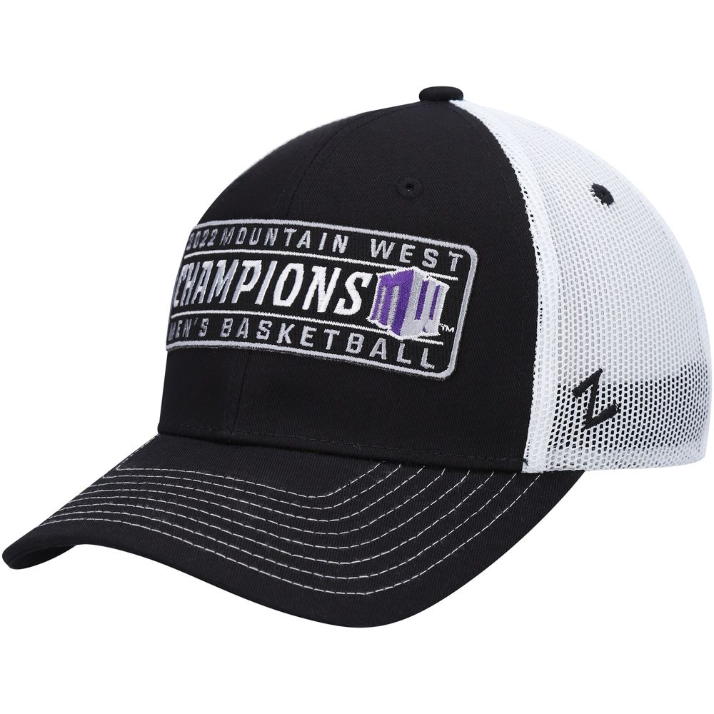 Men's Zephyr Black/White Boise State Broncos 2022 Mountain West Men's Basketball Conference Tournament Champions Locker Room Adjustable Hat