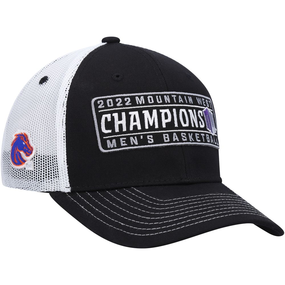 Men's Zephyr Black/White Boise State Broncos 2022 Mountain West Men's Basketball Conference Tournament Champions Locker Room Adjustable Hat