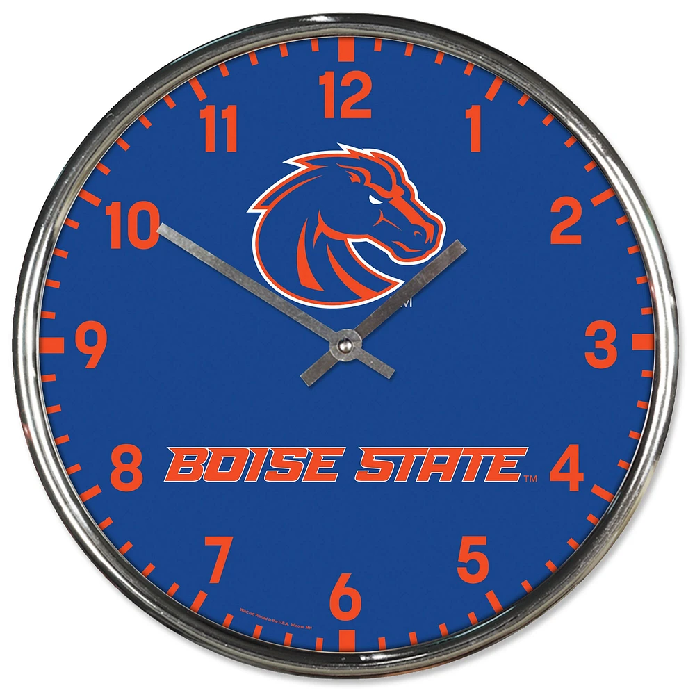 WinCraft Boise State Broncos Horloge murale chromée