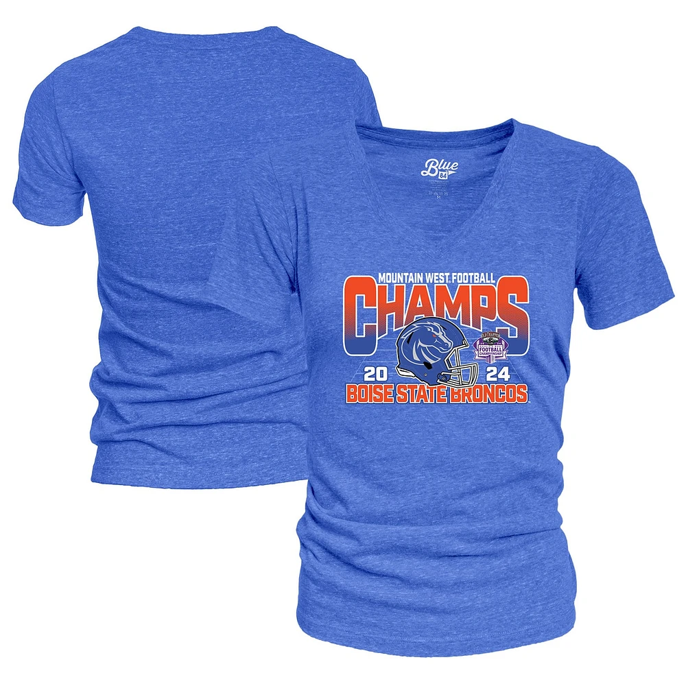 T-shirt bleu 84 Royal Boise State Broncos pour femme Champions de la Mountain West Football Conference 2024