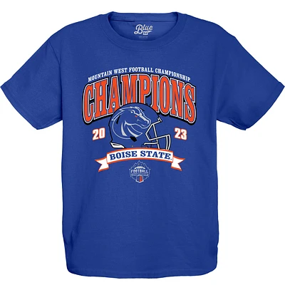 T-shirt bleu pour jeunes 84 Royal Boise State Broncos 2023 Mountain West Football Conference Champions