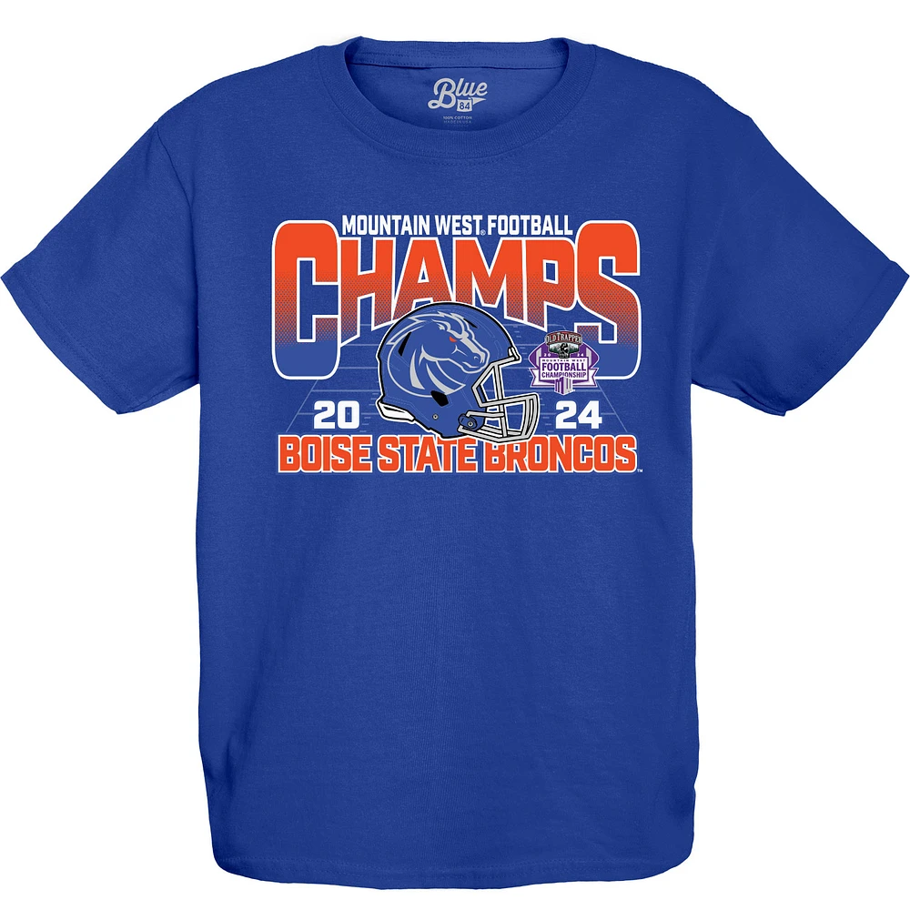 Youth Blue 84 Royal Boise State Broncos 2024 Mountain West Football Conference Champions Locker Room T-Shirt