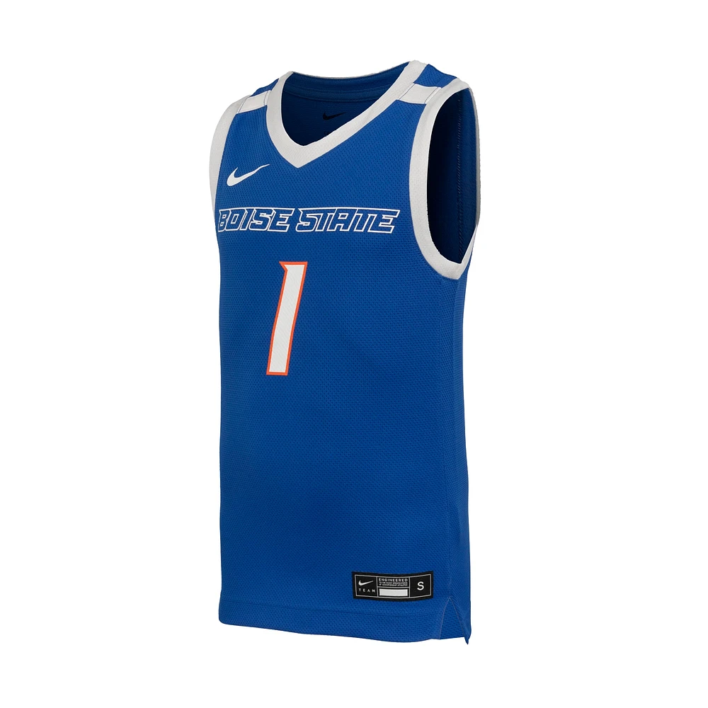 Youth Nike #1 Royal Boise State Broncos Replica Basketball Jersey