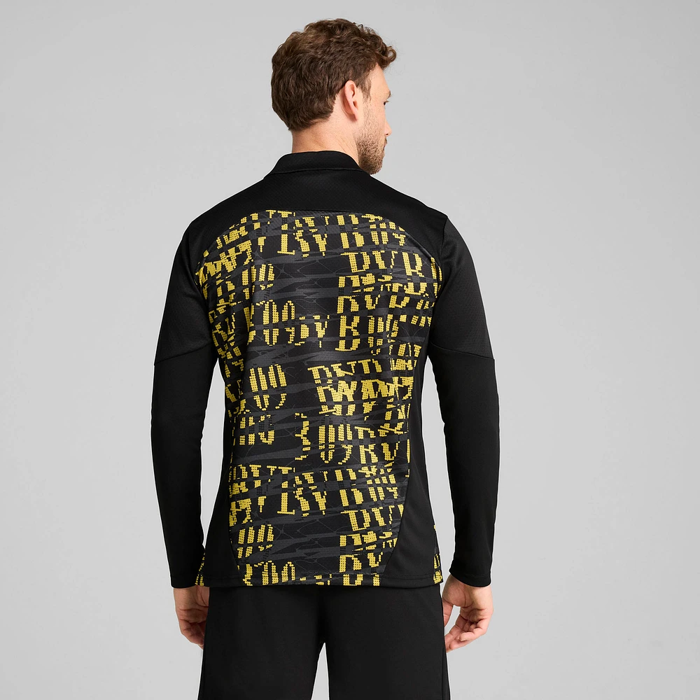 Haut d'avant-match Puma Black Borussia Dortmund 2024/25 pour homme avec fermeture éclair