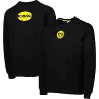 Men's Black Borussia Dortmund Simplicity Leisure Raglan Pullover Sweatshirt