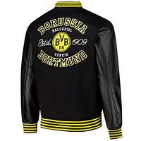 Men's Black Borussia Dortmund Supporter's Full-Snap Varsity Jacket