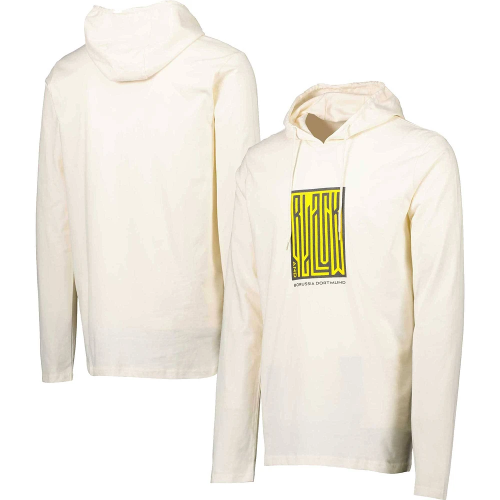 Men's Cream Borussia Dortmund Long Sleeve Hoodie T-Shirt