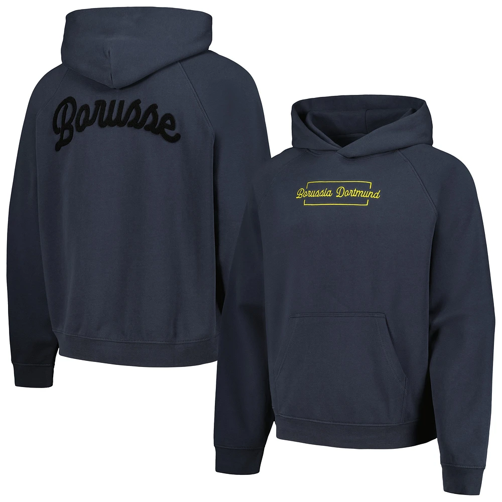 Sweat à capuche raglan oversize Borussia Dortmund gris anthracite pour homme