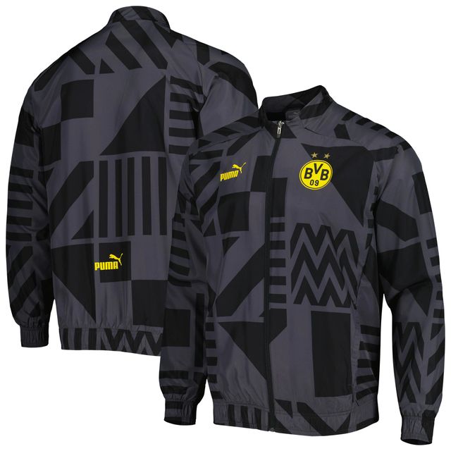 Veste d'entraînement entièrement zippée à raglan Borussia Dortmund Puma pour homme, noir