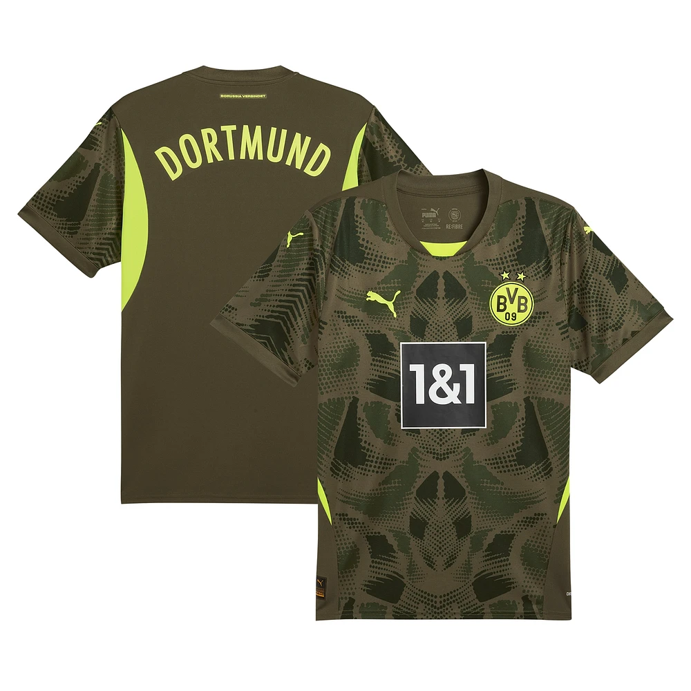 Men's Puma Olive Borussia Dortmund 2024/25 Replica Short Sleeve Goalkeeper Jersey