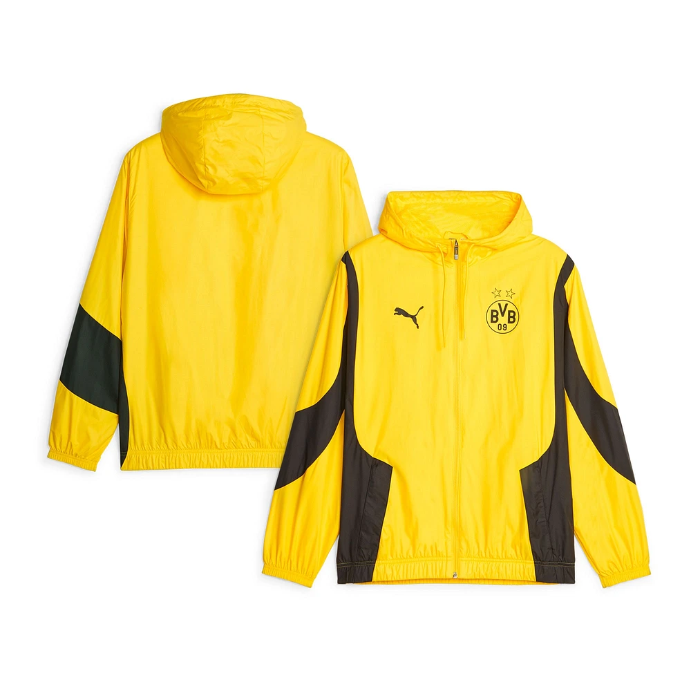 Veste à capuche entièrement zippée Puma pour homme jaune Borussia Dortmund 2023/24 Anthem