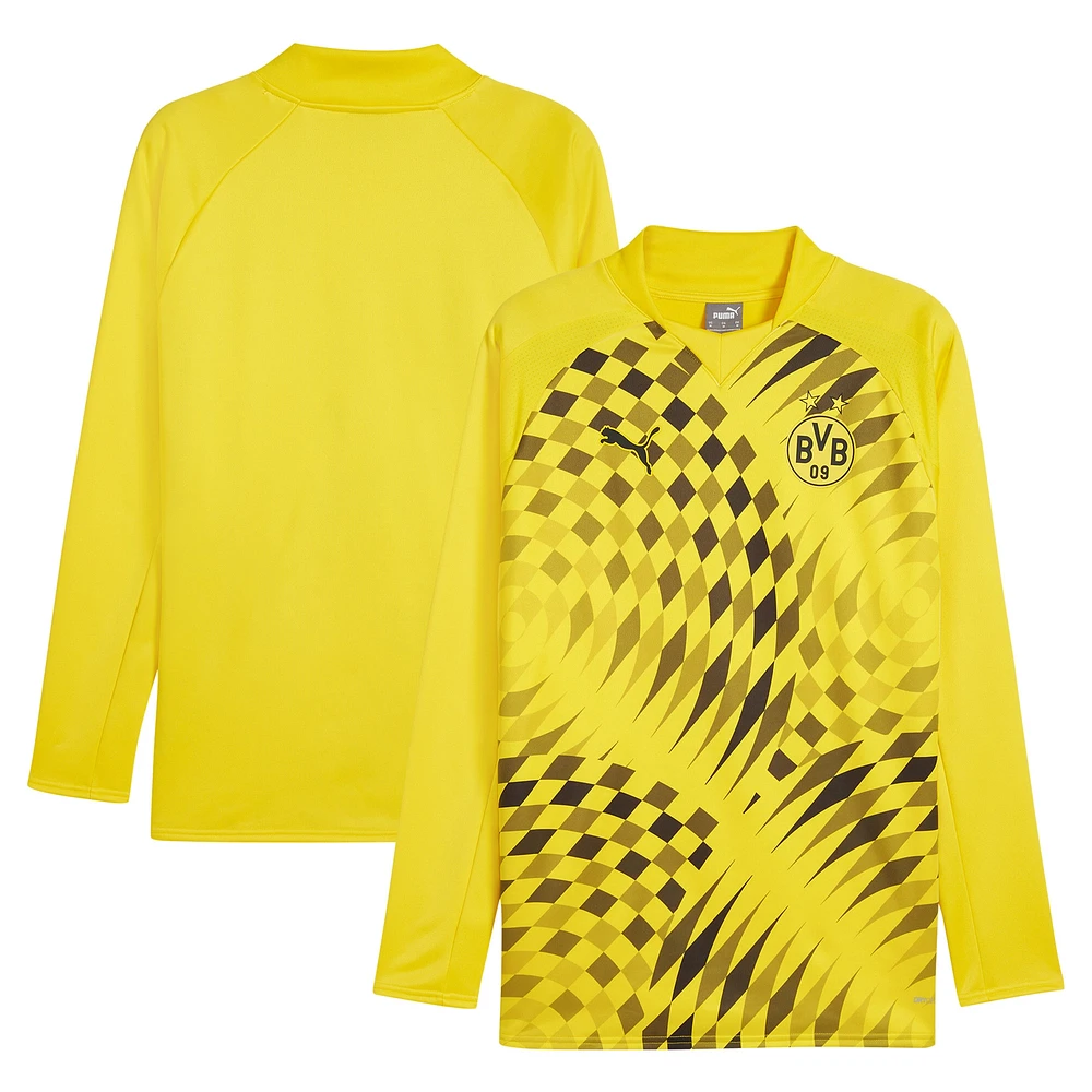 Men's Puma Yellow Borussia Dortmund 2023/24 Pre-Match Pullover Raglan Sweat Top