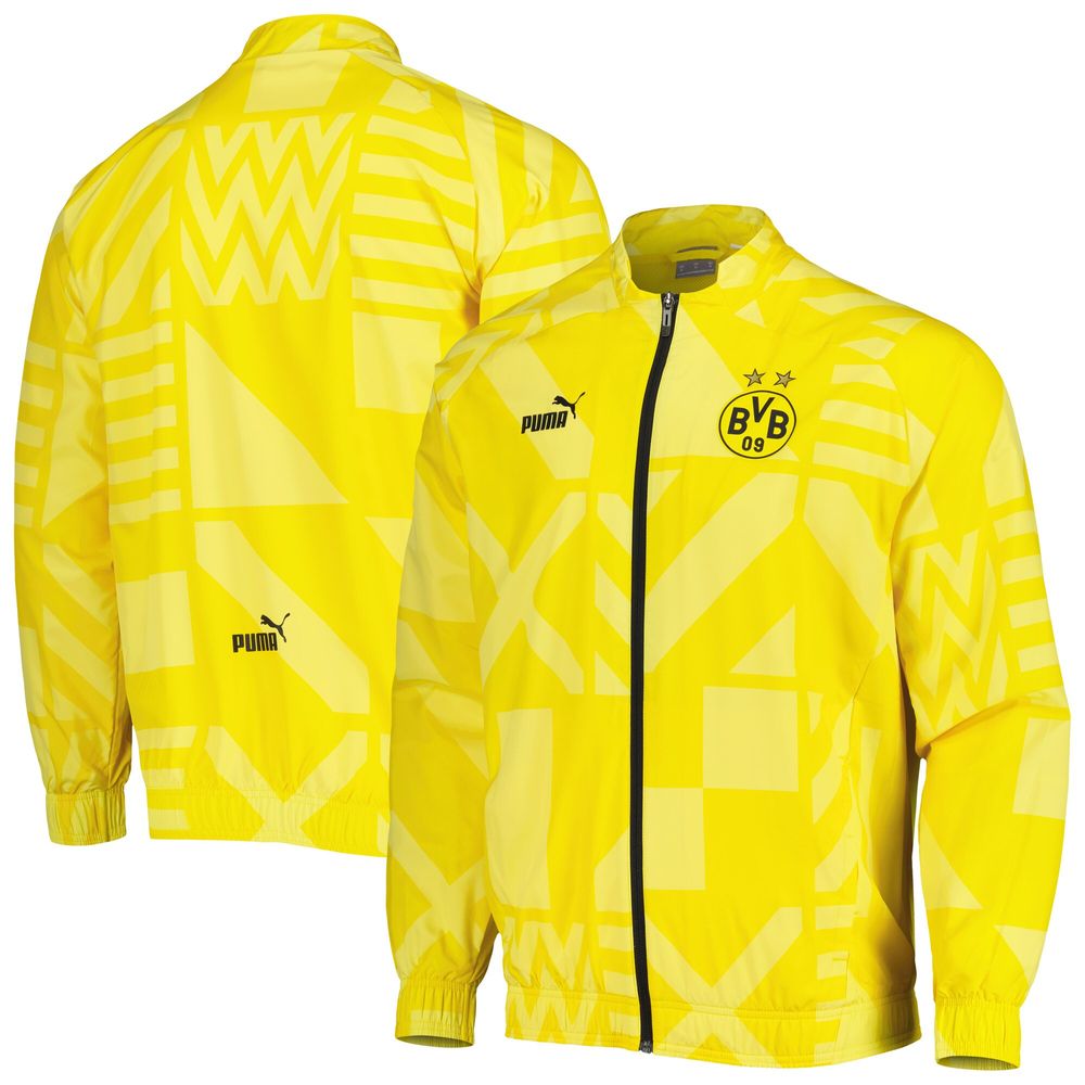 Men's Puma Borussia Dortmund Pre-Match Raglan Full-Zip Training Jacket