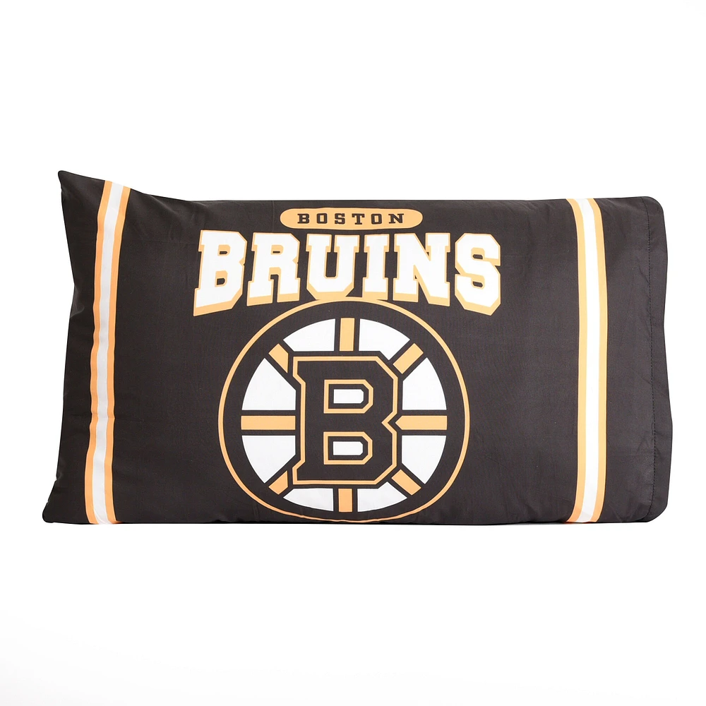Ensemble de deux taies d'oreiller noires des Bruins de Boston (20'' x 30'')