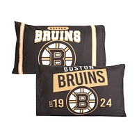 Ensemble de deux taies d'oreiller noires des Bruins de Boston (20'' x 30'')