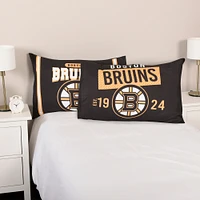 Ensemble de deux taies d'oreiller noires des Bruins de Boston (20'' x 30'')