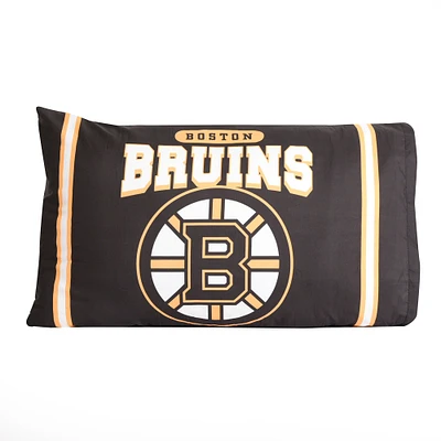 Ensemble de deux taies d'oreiller noires des Bruins de Boston (20'' x 30'')