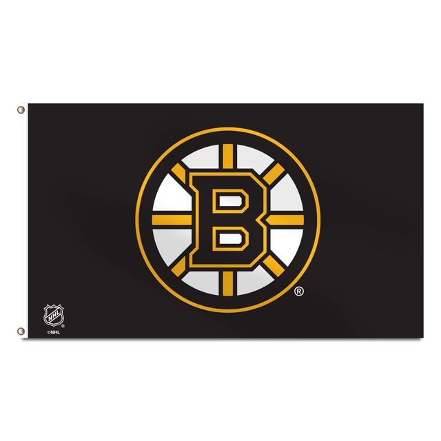 Drapeau de bannière noir des Bruins de Boston, 3 pi x 5 pi