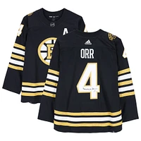 Maillot adidas authentique noir dédicacé par Bobby Orr des Boston Bruins pour le 100e anniversaire