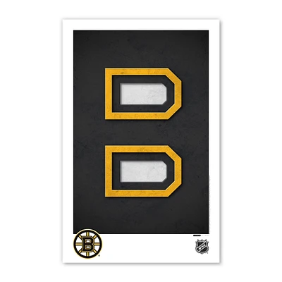 Affiche minimaliste avec logo des Bruins de Boston 11" x 17"