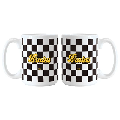 Boston Bruins 2-Pack 15oz. Checkered Wordmark Mug Set