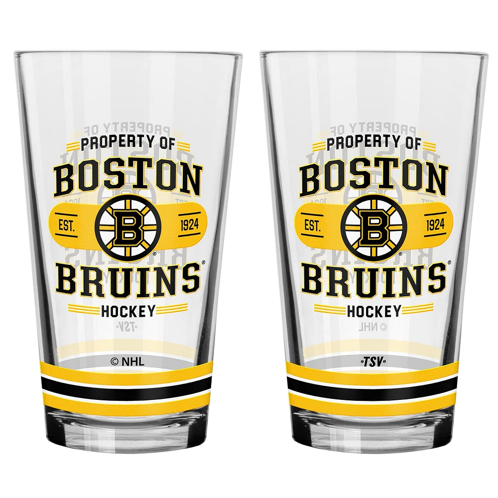 Ensemble de 2 verres à mélange des Bruins de Boston