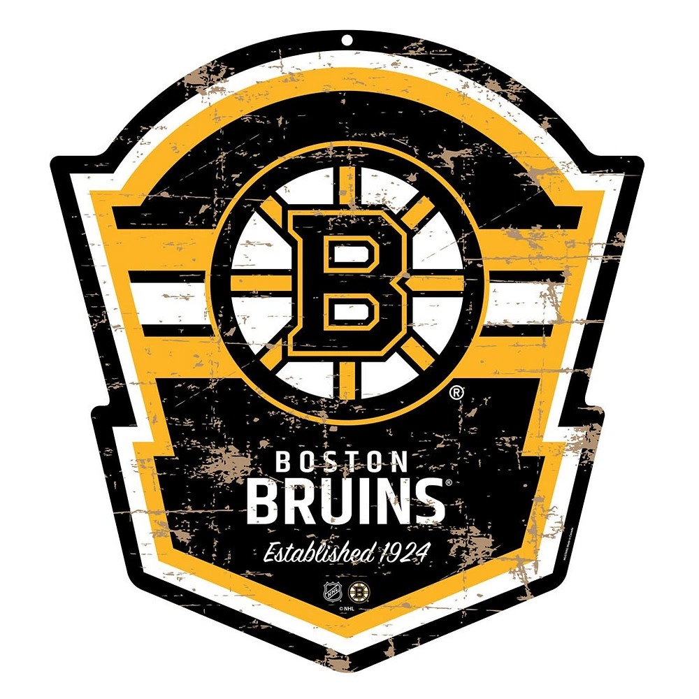 Bruins de Boston - Panneau de bouclier en détresse 22''