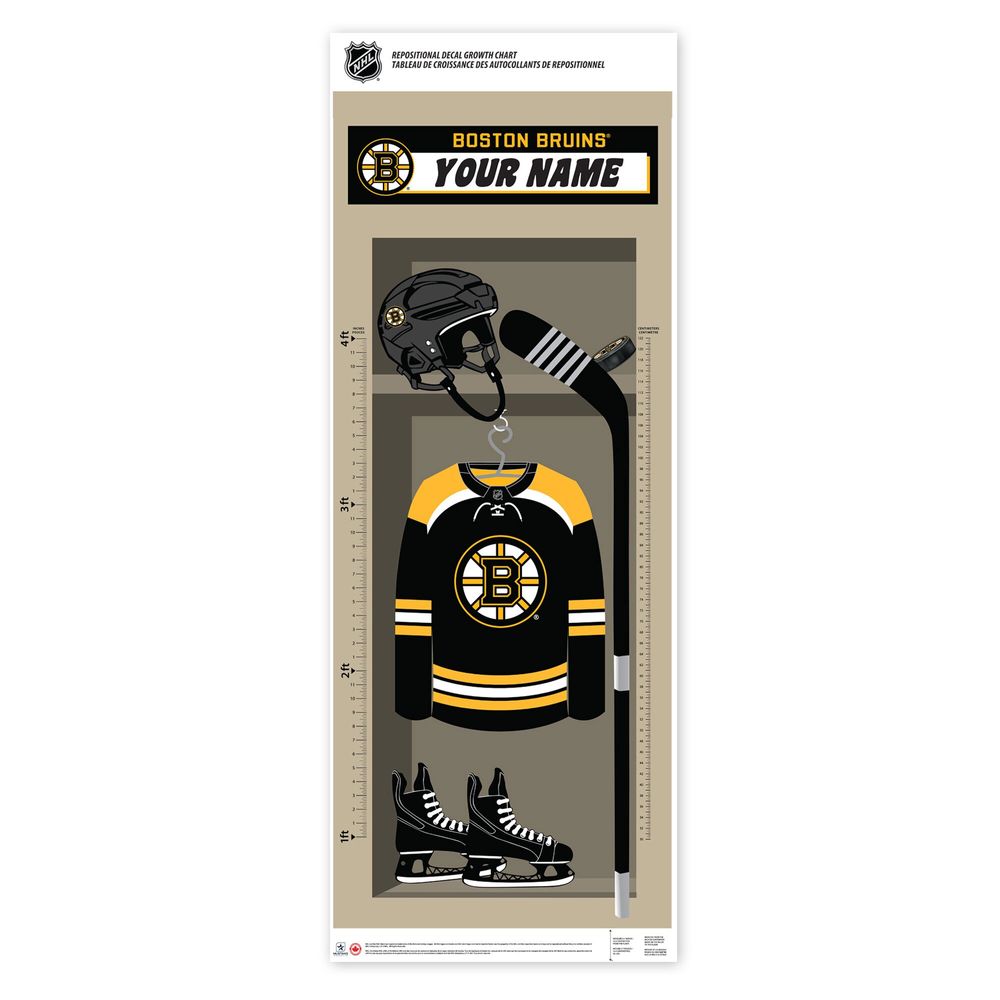 Boston Bruins - 24'' x 60'' Personalized Repositionable Growth Chart