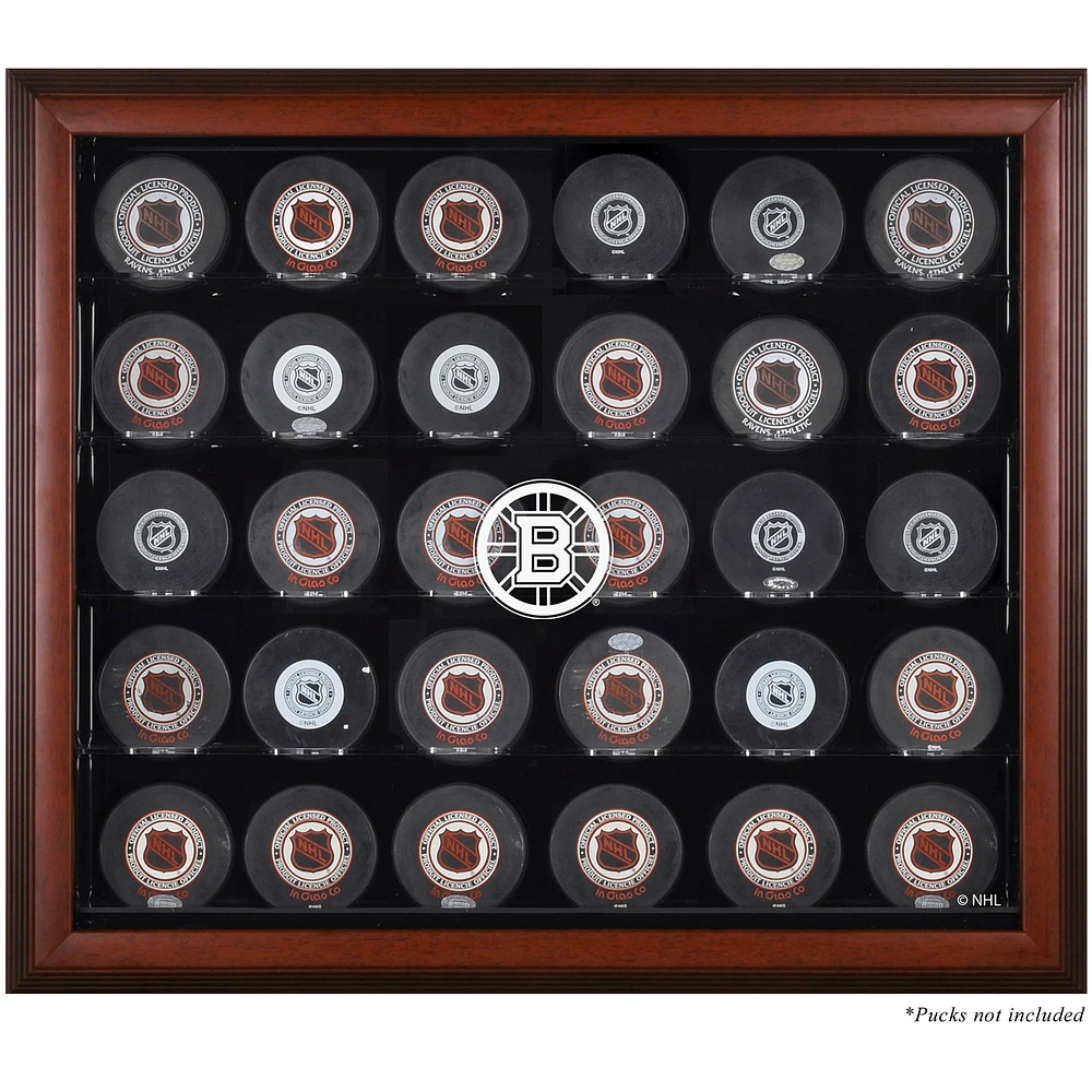 Vitrine de présentation en acajou pour 30 rondelles des Bruins de Boston
