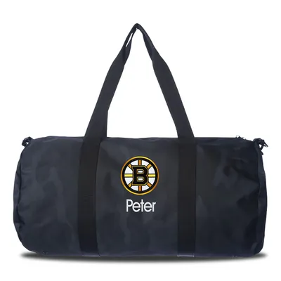 Boston Bruins Navy Camo Print Personalized Duffel Bag