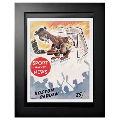 Boston Bruins Sport News Gardien de but Boston Garden Bear - Couverture de programme encadrée 12'' x 16''