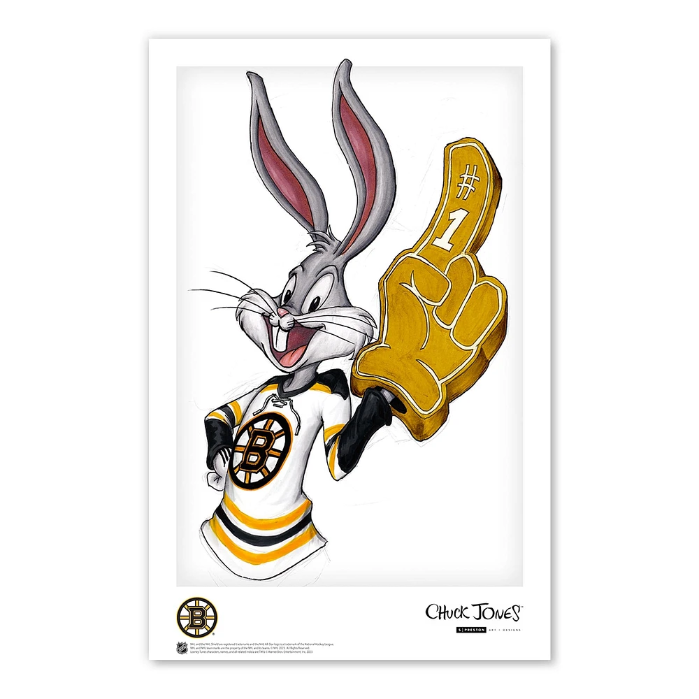 Bugs Bunny Boston Bruins 11"x 17" Looney Tunes affiche imprimée