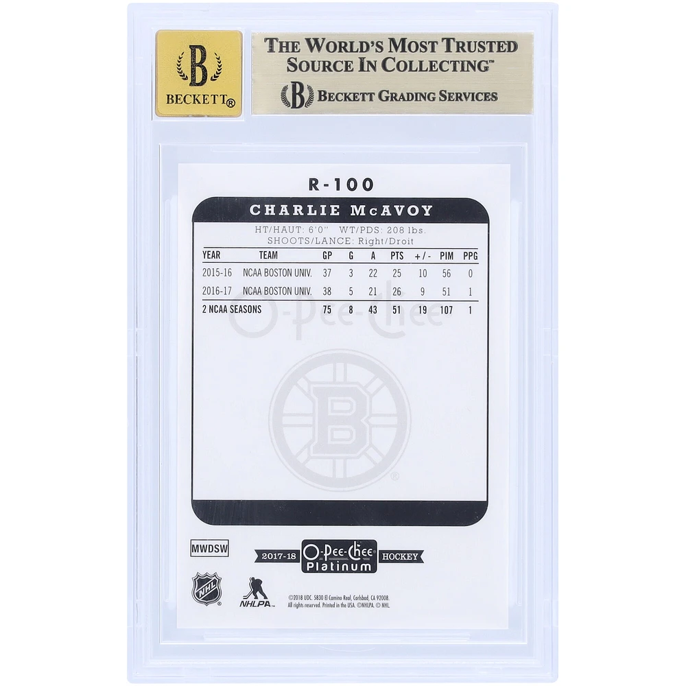 Charlie McAvoy Boston Bruins Autographed 2017-18 Upper Deck O-Pee-Chee Platinum Retro #R-100 Beckett Fanatics Witnessed Authenticated /10 Rookie Card